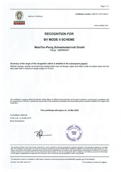Bureau Veritas - Schiffsklassifikations-Gesellschaft, Zertifizierung seit 2018
